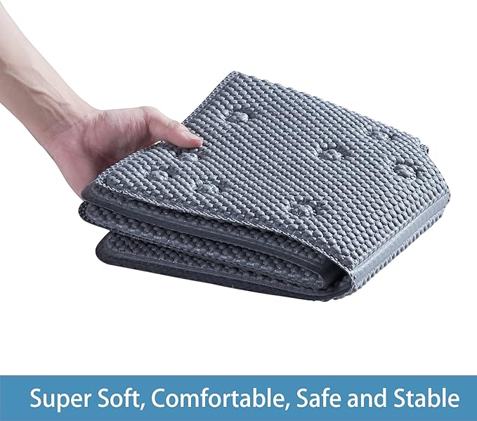 Webos Bathtub Mat Non Slip: Soft Safety Foam Bath & Shower Mat for Tub Suitable for Families 21 X 21Inch with Drain Holes and Suction Cups Massage Tub & Shower Mat for Bathroom (Dark Grey)