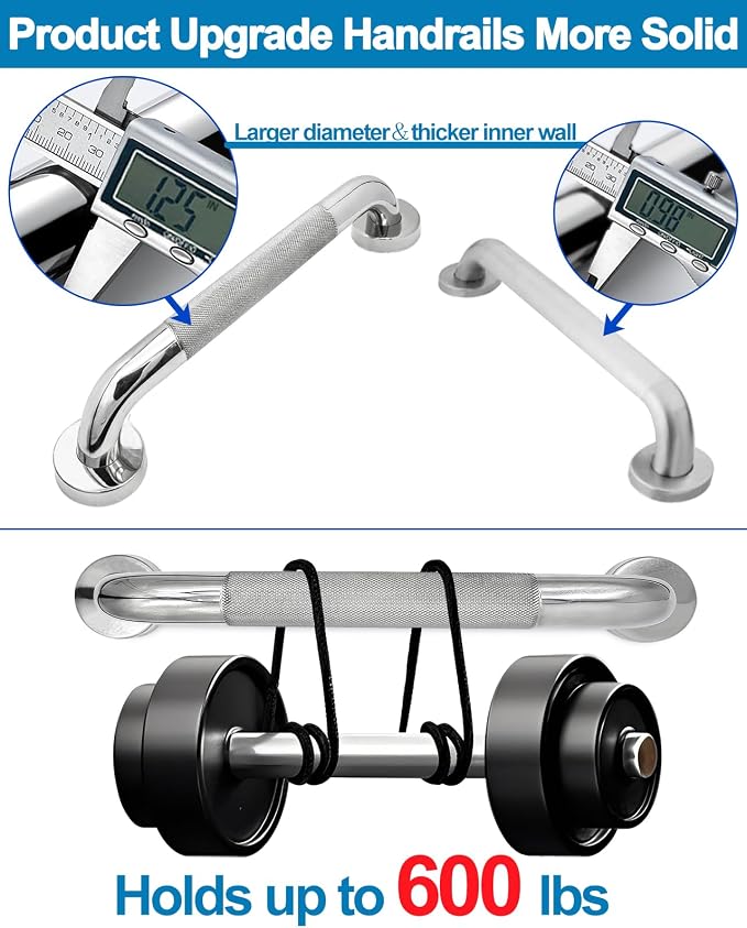 1 Pack 15.2 InchStainless Steel GrabBar for Bathroom-Shower Rail with Anti-Slip Grip, WallMounted Tub Handle Shower Grab Bars CCC