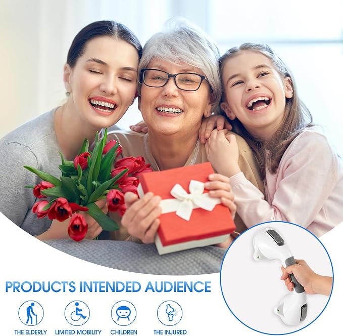 Suction Grab Bar with Safety Indicator for Bathtub Shower Bathroom, Heavy Duty Handrail Removable Reusable for Elderly Disabled and Kids, Anti-Slip Grip, No Drilling Tool Free, Waterproof Grey