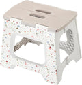 Vigar Compact Folding Step Stool - 12-1/2 Inch Foldable Step Stool for Adults, Lightweight Portable Stool with Handle, Non Slip Step Stool, Space-Saving Stool up to 330 lb - Grey, Terrazo Pattern