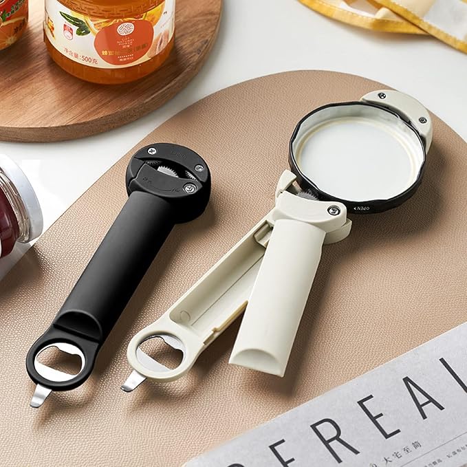 Multifunctional Retractable Bottle Opener - Adjustable Multifunctional Can Opener Jar Lid Gripper - 2025 New Jar Opener Bottle Opener for Weak Hands, Senior Arthritis (Black)