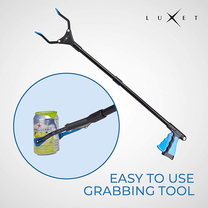 Grabber Reacher Tool - 26" Steel Portable Pick Up Stick - Strong Grip Magnetic Tip for Store Shelves Lightweight Garbage Litter Trash Picker Claw Grabber Tool for Elderly - by Luxet (Blue)
