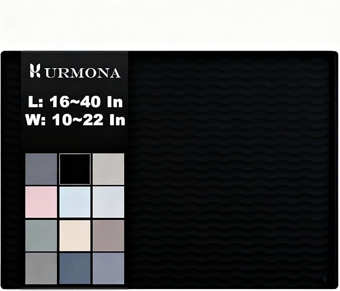 URMONA 31'' x 22'' Waterproof Silicone Under Sink Mat Cabinet and Counter Protector, Shelf Liner for Kitchen and Bathroom, Storage and Organizers, Litter Mat, Pet Cat Puppy Essentials(Onyx)