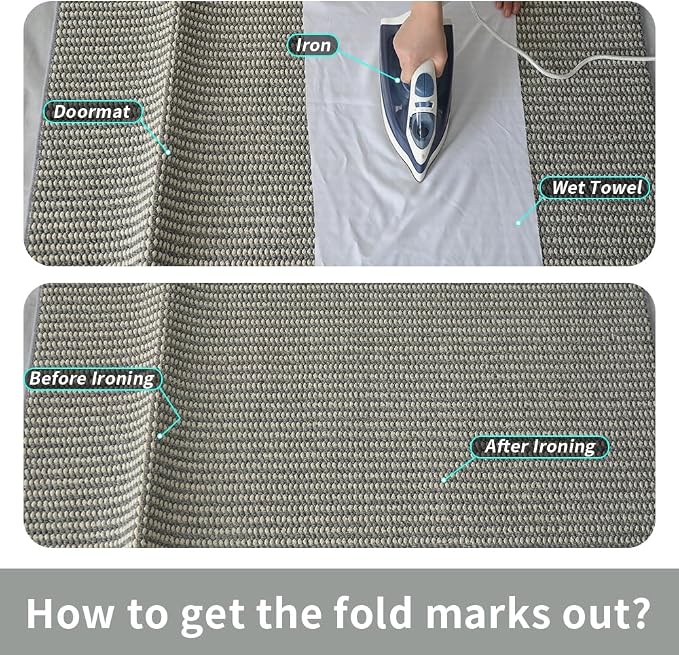 Indoor Doormat, 24" x 40", White and Grey, Non-Slip Backing Protection,Low Profile Front Doormat, Front Door Mat Entrance, Entryway, Exquisite Lock Edge, Kitchen mats for Floor