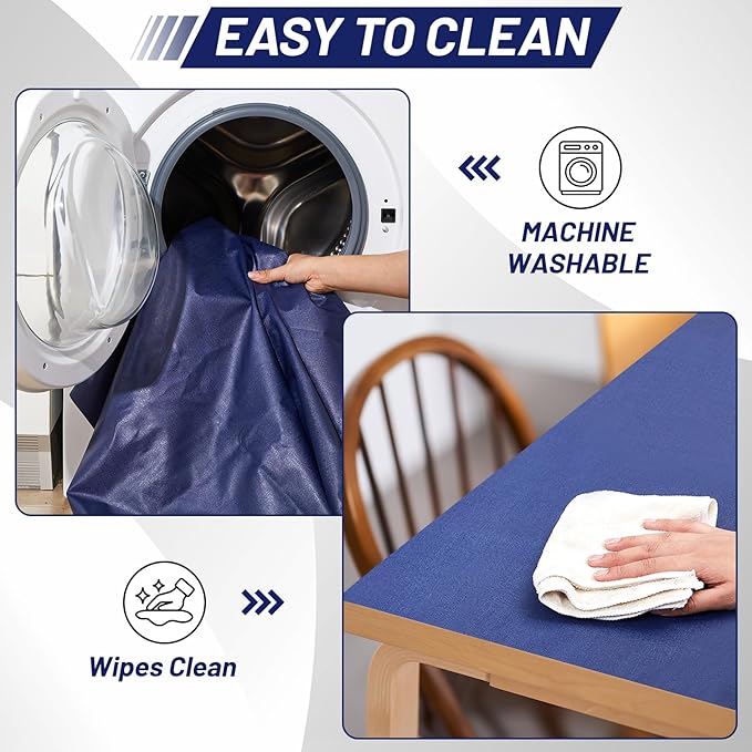 Drydiet 55x55 Inch Extra Large Craft & Painting Floor Mat - Waterproof Non-Slip PVC Art Rug, Floor Protector for Easel Painting Pottery Messy Projects, Washable Roll-up Spill Mat(Blue, Plain)
