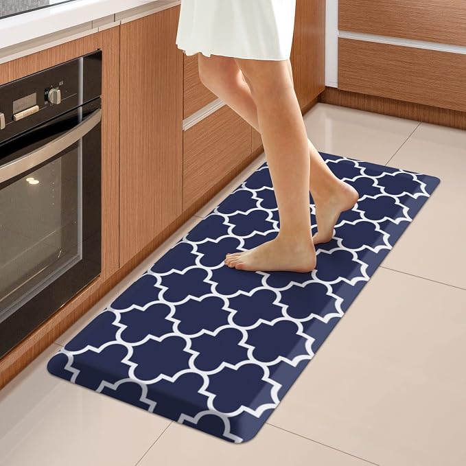 WISELIFE Kitchen Runner Rugs Anti-Fatigue mats - 4/5 Inch Non Slip Waterproof Ergonomic Comfort Mat for Kitchen, Floor Home, Office, Sink, Laundry (17.3"x 39",Blue)