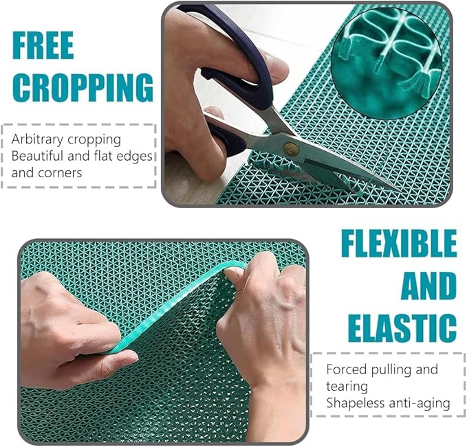 Anti Slip Drainage Mat, 3FT x 46FT Non Slip PVC Commercial Hollow Floor Rug Bathroom Shower Heavy Duty Rubber Matting for Indoor Outdoor Pool Restaurant Sauna Room, Green