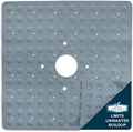 SlipX Solutions Square Natural Rubber Shower Stall Mat, 21” x 21”, Mildew Resistant, Non Slip Safety, Antimicrobial Product Protection, 140 Power Grip Suction Cups, Center Drain Hole, Gray