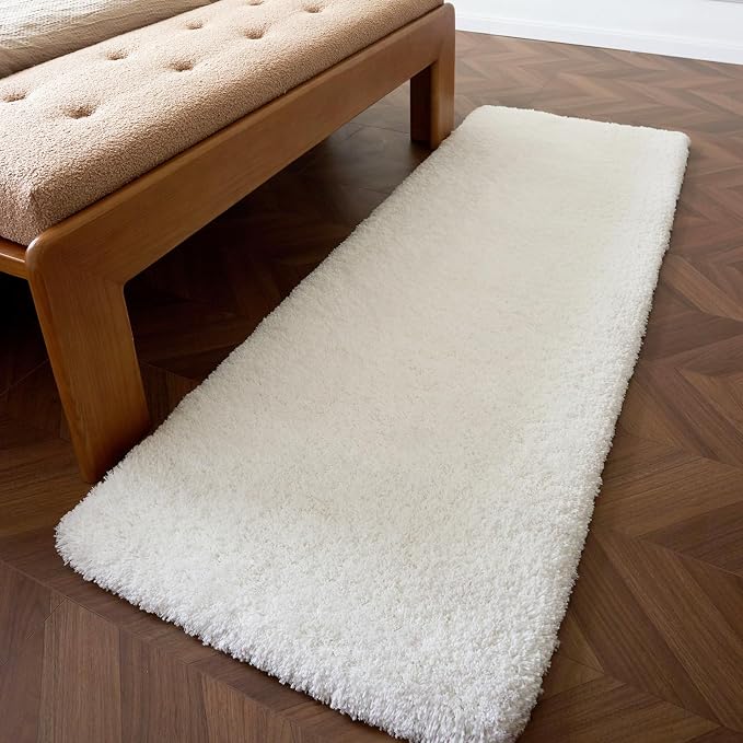 Disolla White Bathrom Runner Rug 24x70 - Extra Large Soft Plush Bath Mat, Thick Long Non-Slip Shaggy Floor Mat, Ultra-Absorbent for Master Bathroom Vanity