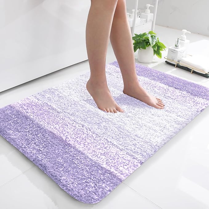 OLANLY Bathroom Rugs Mat 36x24, Extra Soft Absorbent Microfiber Bath Rug, Rubber Backing, Quick Dry, Machine Washable Bath Mats for Bathroom Floor, Tub and Shower, Home Decor Accessories, Light Purple