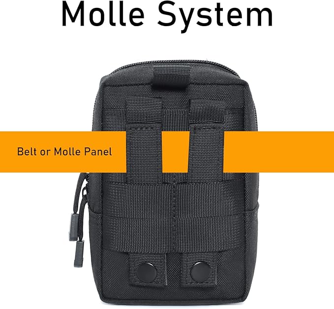 2 Pack Tactical Molle Admin Pouch with US Flag Patch and Keychain - Utility Laser Cut Tactical EDC Tool Pouch Bag Horizontal Modular Pouches Utility Tool Pouch