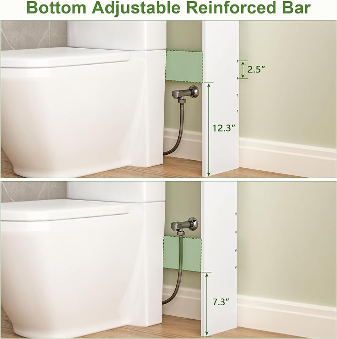 Over The Toilet Storage Cabinet, White | Over Toilet Bathroom Organizer, Freestanding Bathroom Cabinet Over Toilet with Double Doors and Adjustable Shelf