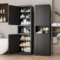 Tall Metal Narrow Bathroom Storage Cabinet 67" H, Tall Black Pantry Cabinets with 4 Adjustable Shelves and 2 Doors for Kitchen, Home Office, Living Room, Dining Room(20 inches Wide)