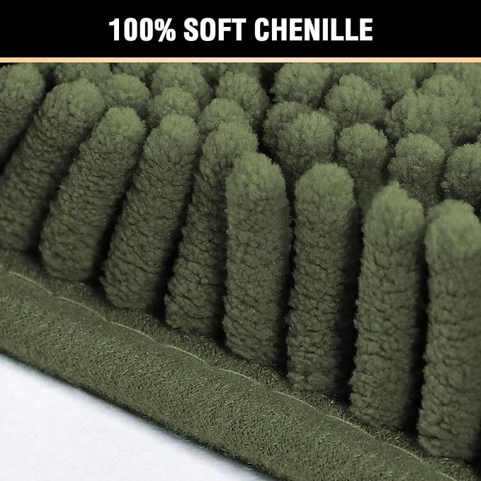 H.VERSAILTEX Bath Mats for Bathroom Non Slip Luxury Chenille Ultra Soft Bath Rugs 24x36 Absorbent Non Skid Shaggy Rugs Washable Dry Fast Plush Area Carpet Mats for Indoor, Bath Room, Tub - Loden