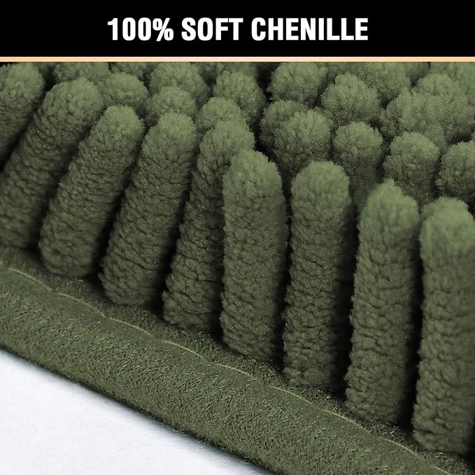 H.VERSAILTEX Bath Mat Bathroom Rug Bath Rugs for Bathroom Non Slip Bath Mats Extra Thick Chenille Rug 17" x 24" Absorbent Soft Shaggy Washable Dry Fast Plush Rugs for Bathtubs - Loden