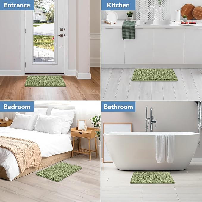 Bcoimo Bathroom Rugs 24x17, Bath Mats for Bathroom Non Slip with Rubber Backing,High Absorbent Microfiber Bath Rugs Quick Drying, Machine Washable, Durable Decor