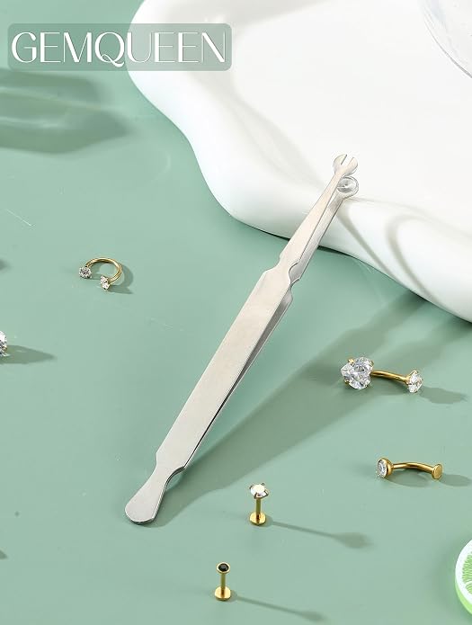 GEMQUEEN Piercing Taper Ball Grabber Tool for Changing Jewelry - 14G 16G 18G 20G Stainless Steel Flat Back Earrings Applicator Tool Threadless Insertion Pin Thread Body Piercing Kit for Ear Nose Lip