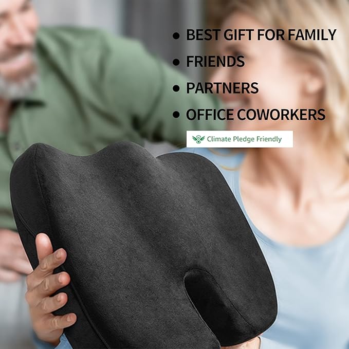 Cooling Gel Seat Cushion for Long Sitting - Memory Foam Chair Pillow for Sciatica Pain Relief - Orthopedic Gel & Memory Foam Coccyx Pad for Tailbone Pain - Office Chair Cushion for Back Pain