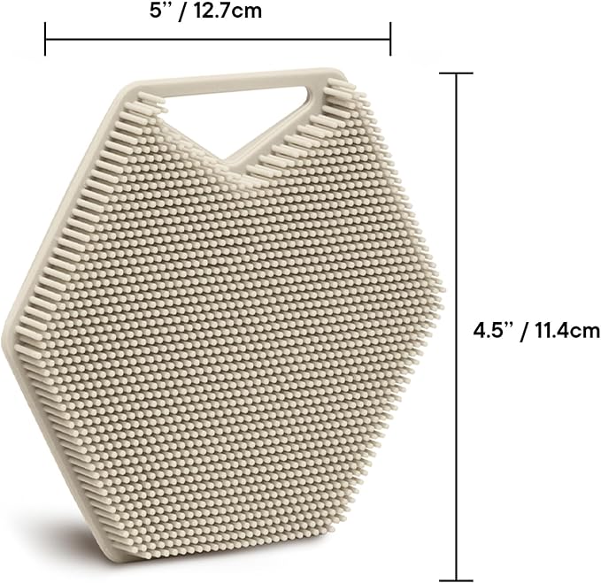 TOOLETRIES Premium Silicone Body Scrubber 2.0, Hygienic Loofah Alternative, Exfoliating Shower Scrubber for Sensitive Skin, Quick Drying & Long-Lasting Bathroom Essentials for Men & Women - Sand