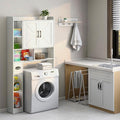 Vabches Over The Toilet Storage Cabinet, Farmhouse Storage Cabinet Over Toilet with 2 Barn Door & Toilet Paper Holder Stand, Home Space-Saving Rack, for Bathroom, Restroom (White).