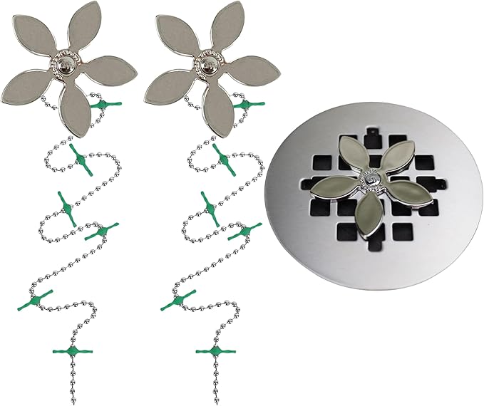 DrainWig Shower Drain Hair Catcher – Disposable Bathroom Hair Trap, Easy to Install in Shower Drain Cover, Helps Prevent Clogs – As Seen on Shark Tank – Silver Flower (2-Pack)