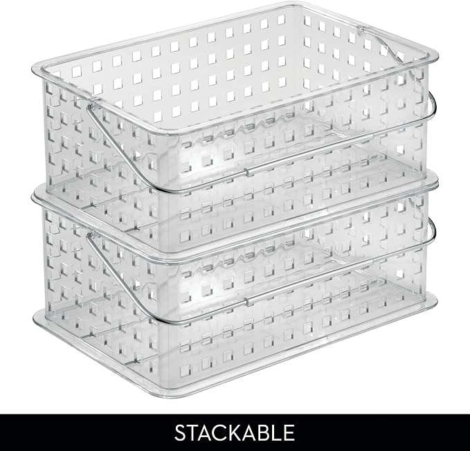 iDesign Large Stackable Shower Caddy Basket for Bathroom or College Dorm, Clear, Made in USA