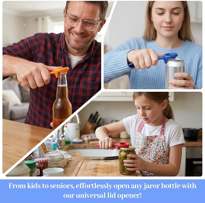 JJUNW 3 PCS Jar Opener, Easy Grip Jar Opener Gripper Jar-Key Openers Durable Plastic Jar-Lid Openers for Elderly Children Women Weak Hands (Solid color version)