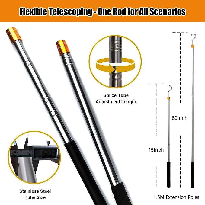 Truck Cargo Grabber - Telescoping Pickup Truck Bed Retriever Tool - Universal Fit - 16-60 Inch