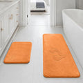 HUXMEYSON Bathroom Rugs Sets 2 Piece, Non-Slip & Quick Dry Bath Mat Set, Ultra Soft Velvet Bath Rugs for Bathroom, Toilet and Shower Floor, Orange