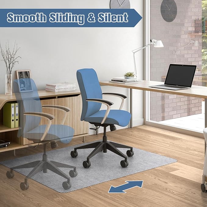 2 Pack Office Chair Mat for Hardwood Floor, 55"x35" Computer Chair Floor Mat, Desk Chair Mat, Large Rubber Anti-Slip Floor Protector for Home Office Light Grey (Folding Packaging)