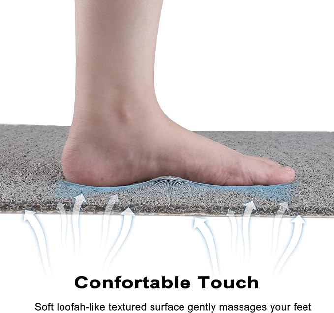 Leotruny Bath Tub Shower Mat 40 x 16 Inch Non Slip Soft PVC Loofah Bathtub Mats for Bathroom (C01-Dark Grey)
