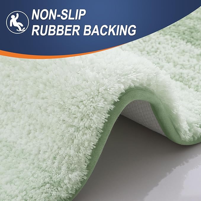 OLANLY Bathroom Runner Rugs Mat 70x24, Extra Soft Absorbent Microfiber Bath Rugs, Rubber Backing, Quick Dry, Washable Long Bath Mats for Bathroom, Tub and Shower, Home Decor Accessories, Sage Green