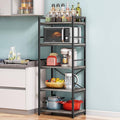 Denkee 5-Tier Bakers Rack for Kitchen with Storage, Industrial Microwave Stand Shelf, Coffee Bar for Small Spaces, Free Standing Kitchen Storage Shelf Rack, 23.62" L x 15.75" W x 60.24" H, Grey