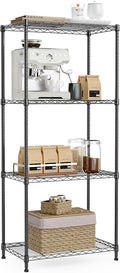 IZEUK 4-Tier Black Steel Storage Shelves, Heavy Duty Utility Wire Rack Organizer for Kitchen, Office, Home, 1000 lbs, 13.7" D x 23.6" W x 53.4" H
