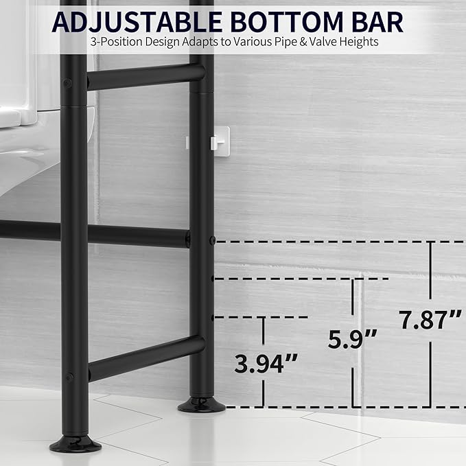 3-Tier Over The Toilet Storage, Freestanding Metal Bathroom Shelves, Space Saver Above The Over Toilet Storage Shelf for Bathroom (Black)