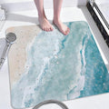 Beach Square Anti Slip Shower Mats for Inside Shower Accessories, Cute Bath Mats for Bathroom Non Slip Shower Floor Mat Sea Decor Rubber Bathmat with Suction and Drain Holes Machine Washable, 21″X21″