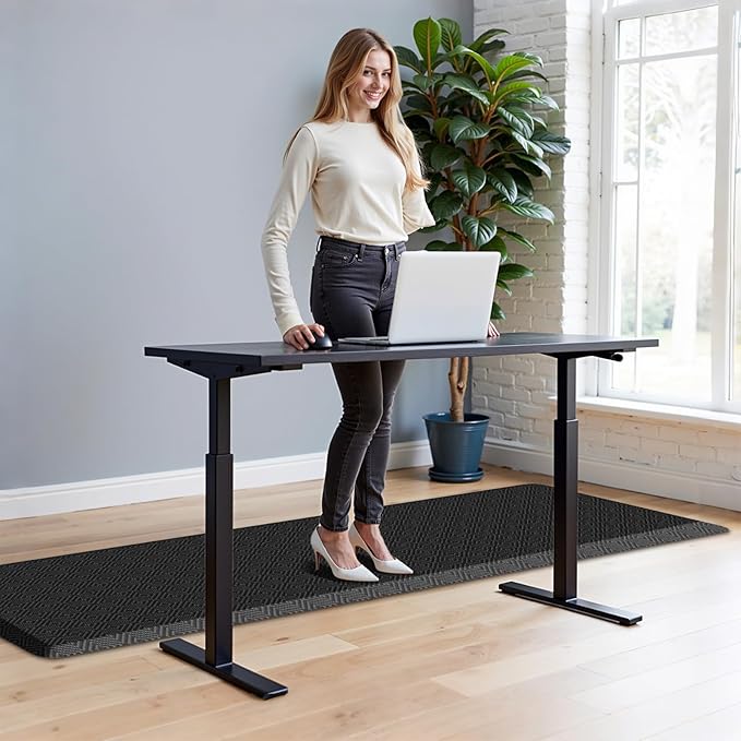 Mattitude 4/5 Inch Thick Kitchen Mat Cushioned Anti-Fatigue Floor Mat Water Resistant Non-Slip Mats and Rugs Standing and Comfort Desk Mats for House Sink Office Laundry (Black, 24"x70")