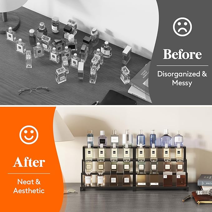 Lifewit Perfume Organizer, Bedroom Decor, Cologne Cupcake Stand, Tool-Free Assembly, Makeup Display Shelf for Vanity Bathroom Counter Storage, Black, 30 cm/12", 1 Pcs