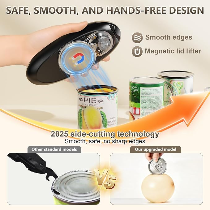 Electric Can Opener, Fast One-Touch Automatic Rechargeable Can Opener for Smooth Edge Safe Fast Opening, Fits All Cans, Hands-Free Operation, Amzwit Gift Ideal for Seniors Arthritis Kitchen Gadget