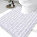 Smiry Bathroom Toilet Rugs U Shaped 24x20, Extra Soft Absorbent Non Slip Rubber Backing Chenille Contour Bath Rugs for Toilet, Machine Washable Contoured Bath Mats, White