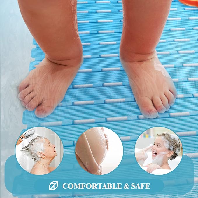 Bathtub Mat Non Slip - Sheepping Shower Mat Machine Washable Anti Slip Bath Mat for Tub, Quick Drain Tub Mat with Suction Cups for Bathroom