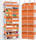 Over The Door Organizer 5 Tiers, Extra Large Behind Door Storage of 10 Compartments, 80 lbs Weight Capacity Hanging Storage Organizer with Clear Window Kids Toys,Shoes,Diapers,Room Storage,Orange