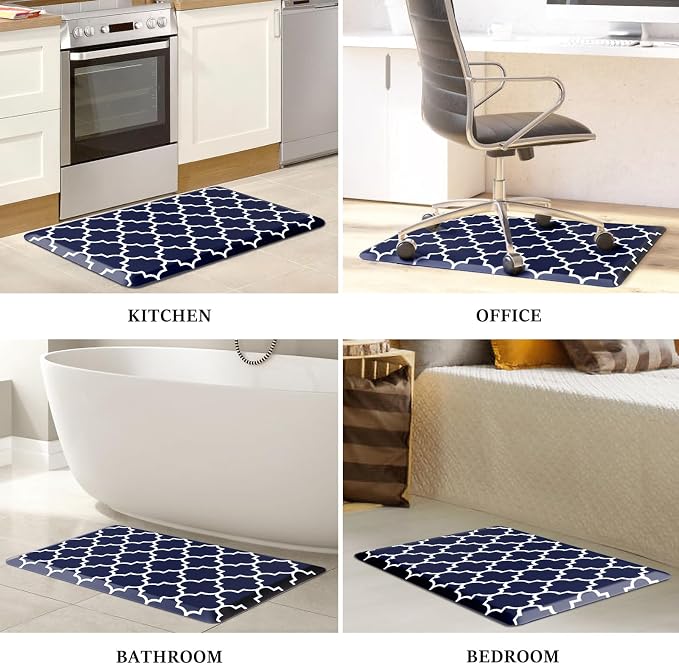 WISELIFE Anti Fatigue Floor Mat - 4/5 Inch Thick Kitchen Mat Non Slip Waterproof Heavy Duty Ergonomic Comfort Mat Durable for Home, Office, Sink, Laundry,(20" x 32", Blue)