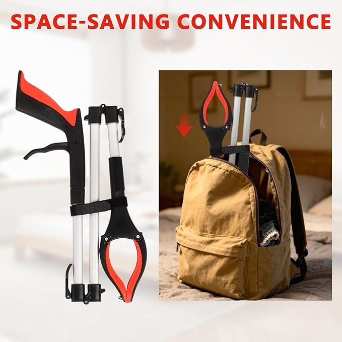 2 Pack Grabber Reacher Tool, 36" Extra Long Heavy Duty Folding Pickup Tool with Magnets & Rotating Jaw - Pickup Tool for Seniors, Mobility Aid, Trash Picker (Orange)