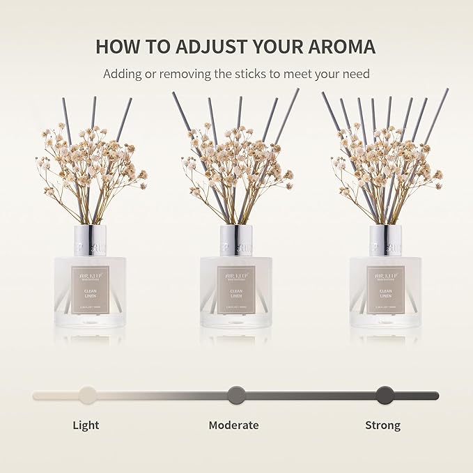 Airkeep Reed Diffuser Set,3.38 fl oz (100 ml) - Pure Gardenia Oil Diffusers with 8 Reed Sticks, Home Fragrance Reed Diffuser for Bathroom Shelf Decor
