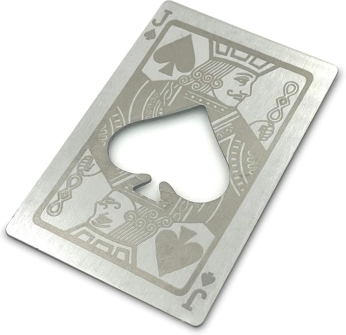 Metal Card Bottle Opener Stainless Steel Silver with Engraved Pattern (Style J, 10PCS)