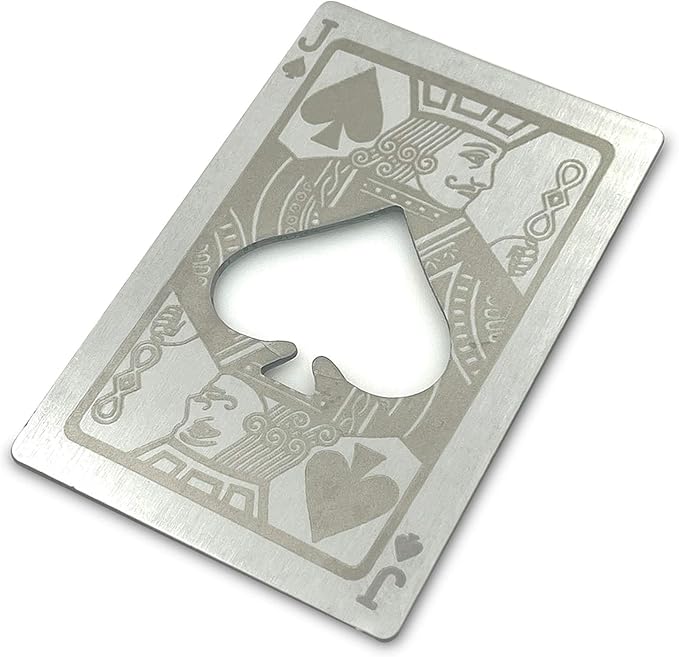 Metal Card Bottle Opener Stainless Steel Silver with Engraved Pattern (4 Styles per pack)