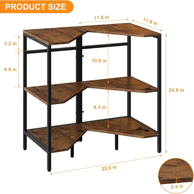 Pedestal Sink Storage, 2 Pack Under Sink Organizer Shelf for Bathroom 3 Tier Wooden Corner Shelves Standing Under Vanity Storage Shelf for Small Space, Bathroom Organizers and Storage Rack, Brown