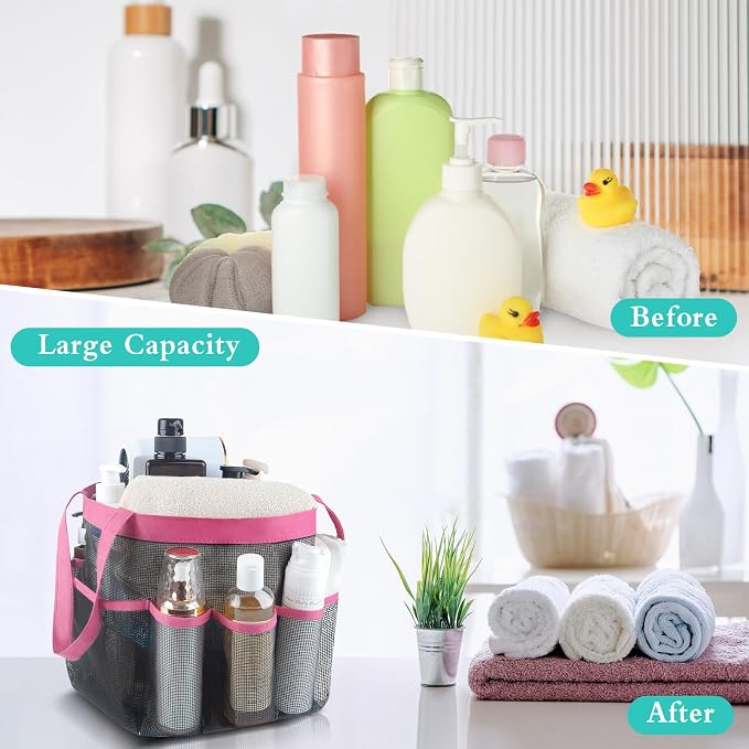 Attmu Mesh Shower Caddy Portable, Quick Dry Hanging Shower Tote Bag for College Dorm Room Essentials, Large Capacity Shower Caddy Dorm for Bathroom Gym Swimming
