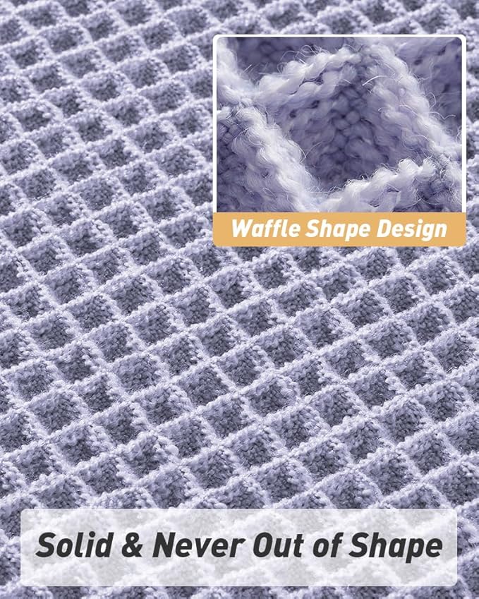 Upgraded Waffle Runner Rug Super Absorbent Non Slip Bath Mats for Bathroom Machine Washable Bathroom Runner Rug with Tassels, Ideal for Hallway Bedroom Laundry Room, 2' x 5' (24" x 60"), Purple